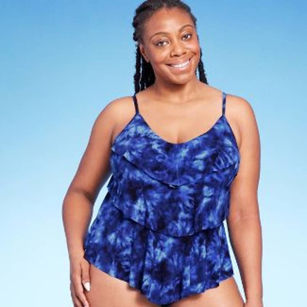 Women's Tiered Tankini Top - Aqua Green®, Size Large